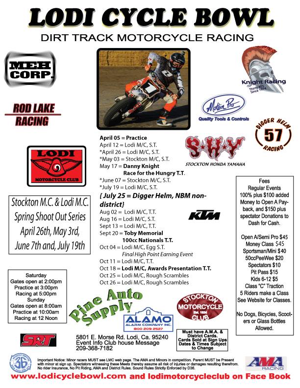 2014 Lodi Cycle Bowl Season Schedule