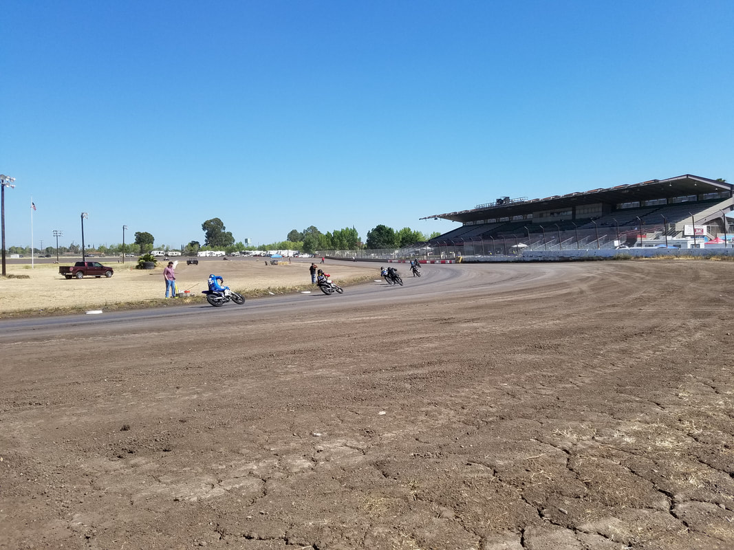 Lodi Motorcycle Club Half Mile Track View from turn 4 on 6-16-2018 heltd at the Stockton Dirt Track